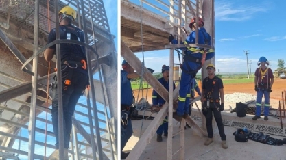 Colaboradores da Alcoolvale participam de treinamento para trabalho em altura