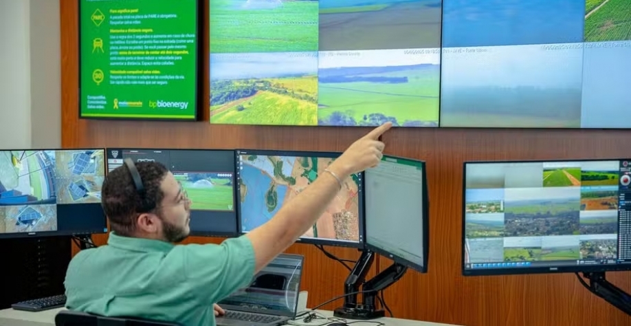 Sala de controle dos canaviais da bp bioenergy — Foto: Divulgação/bp bioenergy