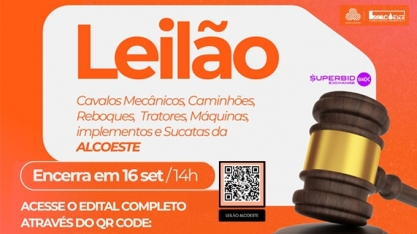 Alcoeste Bioenergia promove leilão de máquinas e equipamentos