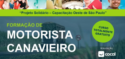 Oportunidade de desenvolvimento: Cocal promove formação gratuita de motorista canavieiro