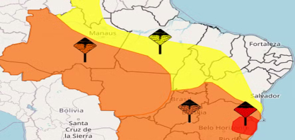 Fenômeno provoca alerta vermelho para chuvas nesta sexta; veja onde