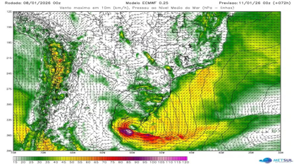 Veja qual será a rota do ciclone extratropical a partir de hoje