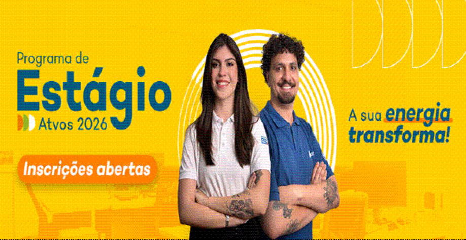 O Programa de Estágio Atvos 2026 recebe inscrições entre 4 de maio e 4 de junho. (Foto: Divulgação) 