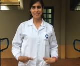 Ana Maria Medina no IQSC. Foto: Arquivo pessoal